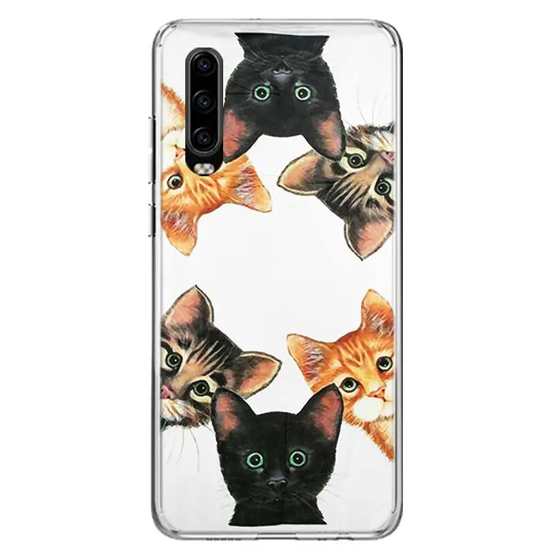Cat Cute Kitten Catling Phone Case For Huawei P30 P20 P40 P50 Mate 40 30 20 10 Pro P10 Lite Customized Gift Coque Cover Capa