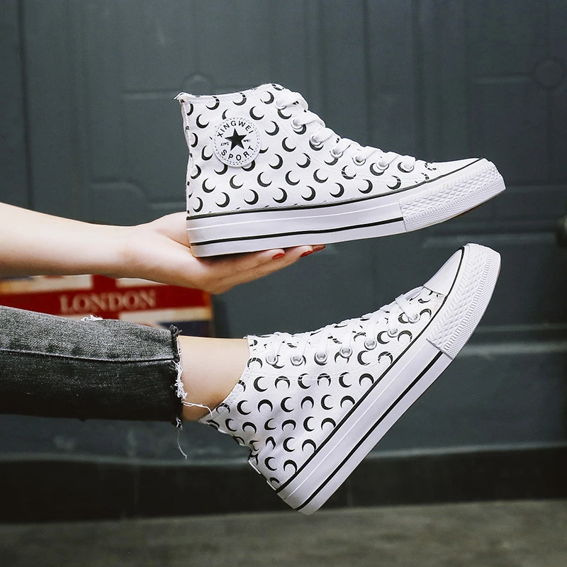 Аутентичный бренд цветочный дизайн парусиновые кроссовки с высоким берцем