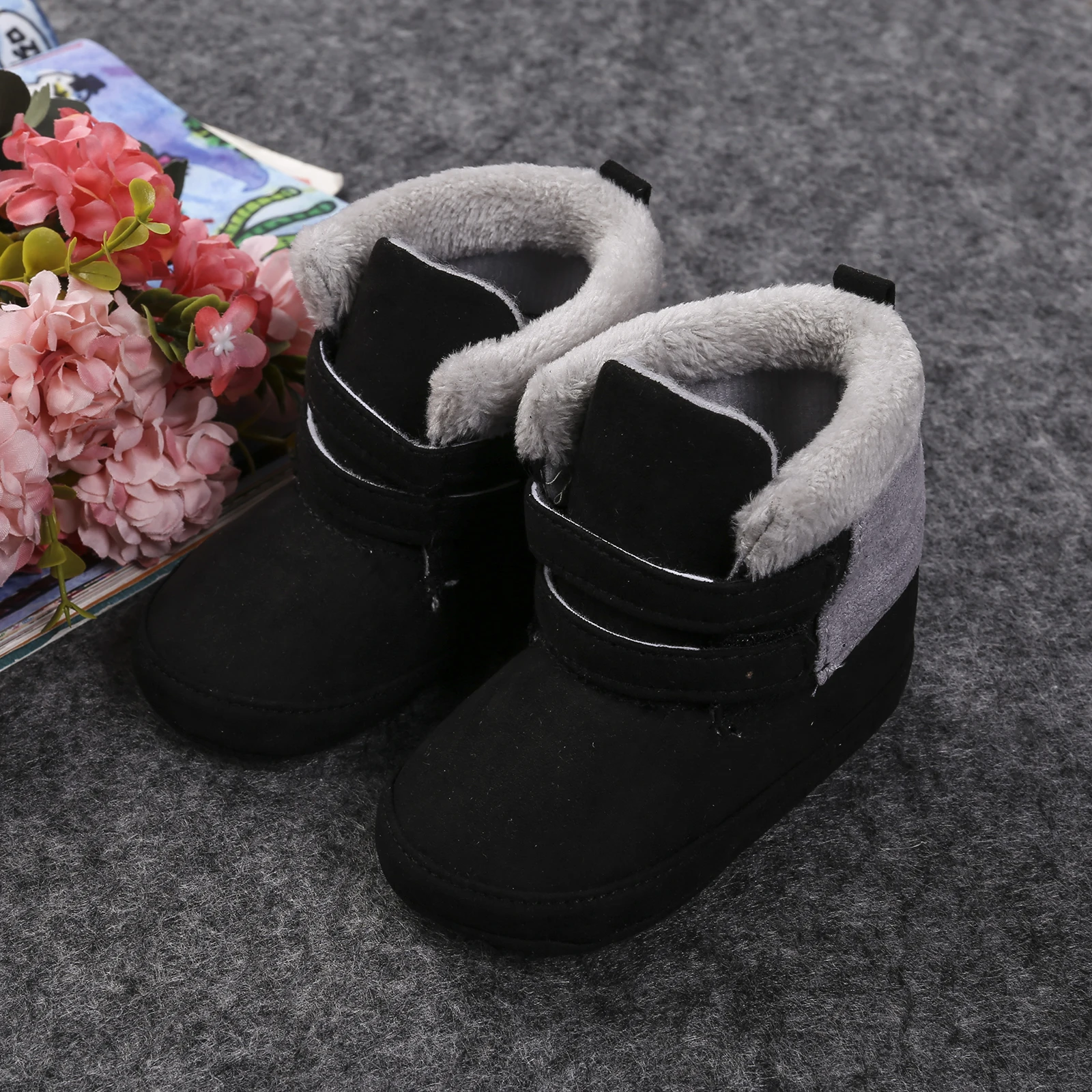 

Зимние детские Нескользящие ботинки из хлопка, детские ботинки для мальчиков и девочек, ботильоны для новорожденных, Толстая теплая мягкая ...