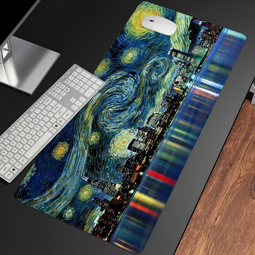 xxl van gogh mouse pad 80x30cm notbook computer mousepad large arting game keyboard mice mat gaming gamer to keyboard laptop mat free global shipping