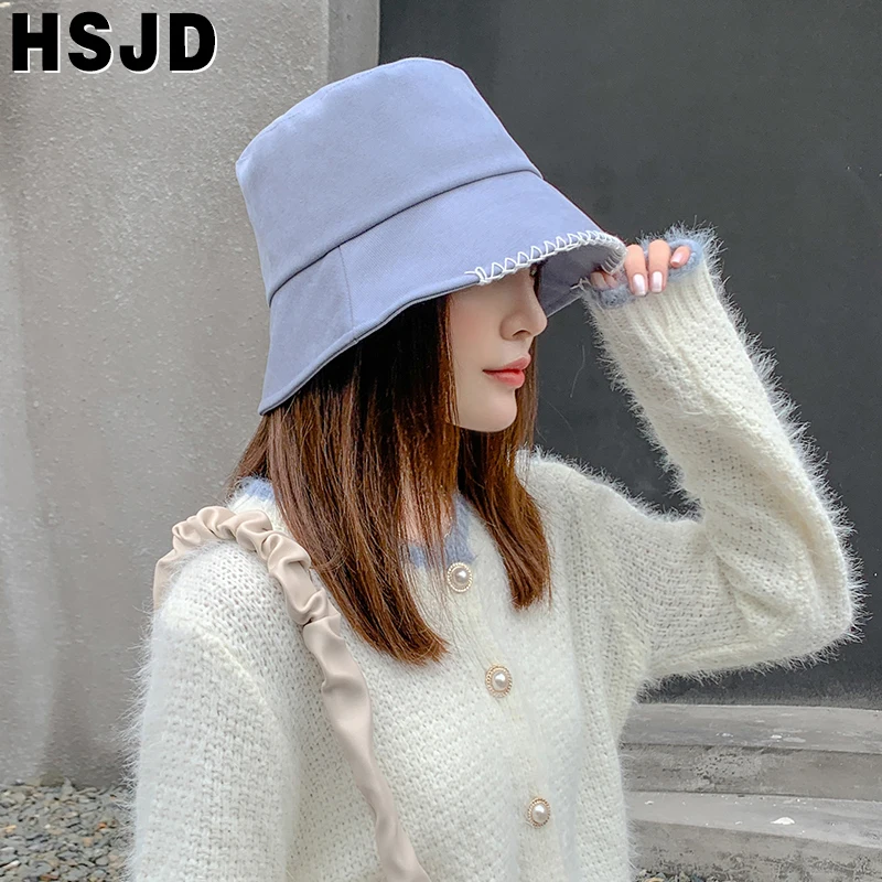 Korea Autumn Winter Bucket Hat Women's Hats Wide Brim Foldable Flat Fisherman hat Travel Sun Panama Cap New Fashion Female Caps