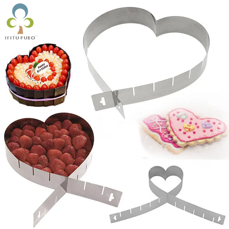Регулируемое кольцо для Мусса форма торта в форме сердца выпечки из нержавеющей