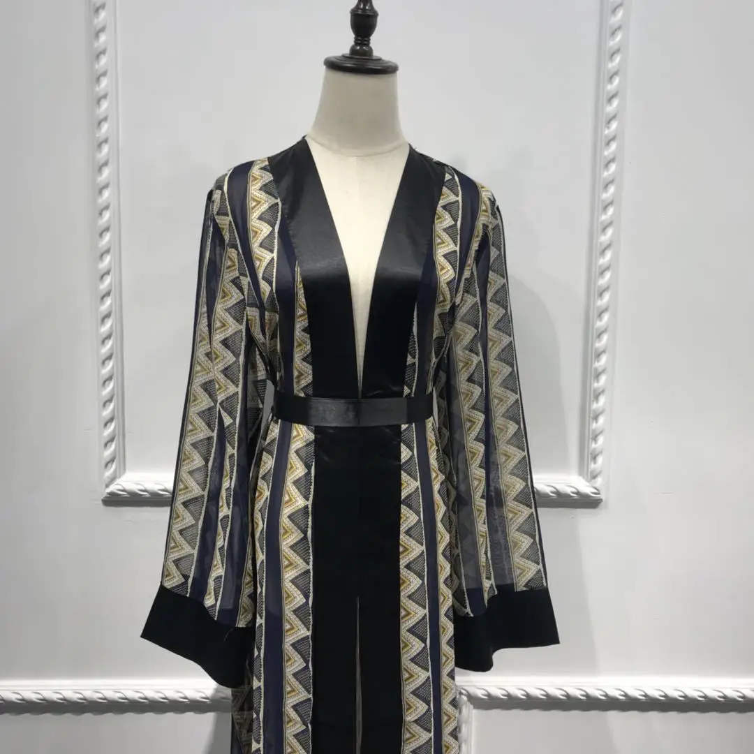 Женское кимоно с геометрическим принтом винтажное платье в мусульманском стиле |