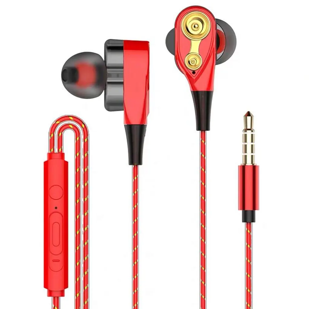 

3.5mm In Ear Earphones Wired Sports Earphones 10mW Dual Drive Stereo Headsets With Built-in Microphone Earbuds For Smartphones