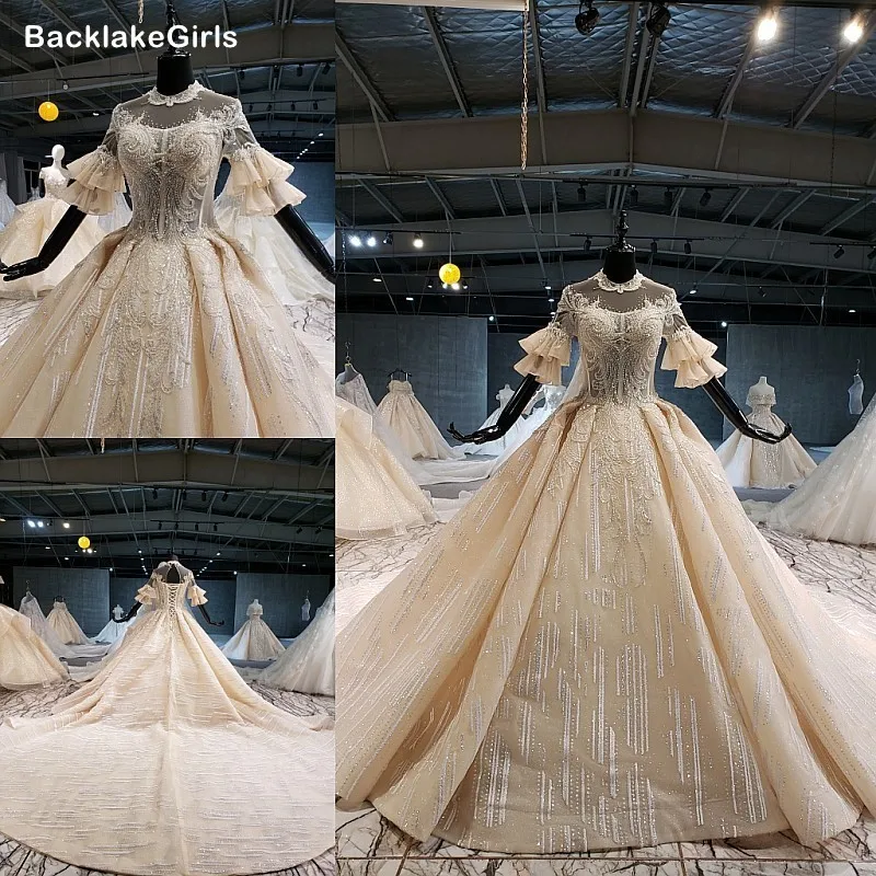 Китайское свадебное платье с высоким воротом в богемном стиле длинное кружевное