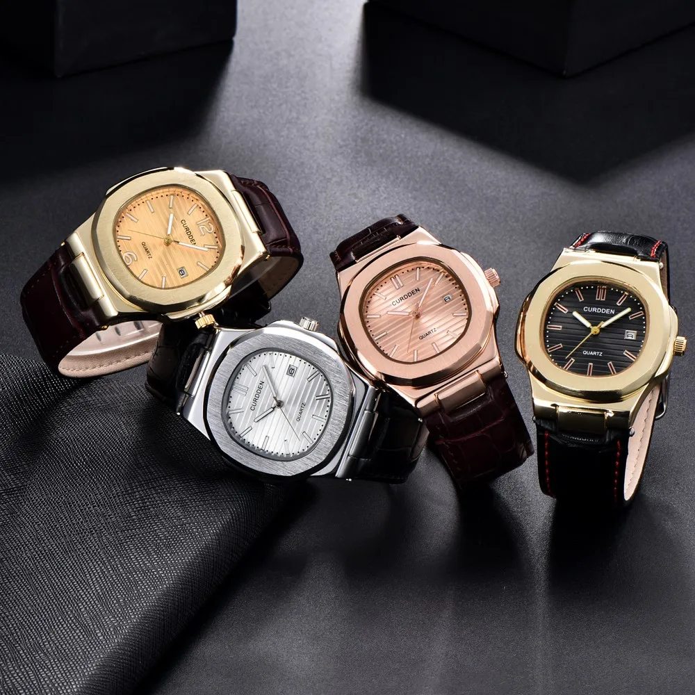 

CURDDE Watch Men Famous Watches Business Leather Luxury Male Clock Fashion Quartz Watch New relogio masculino 30X