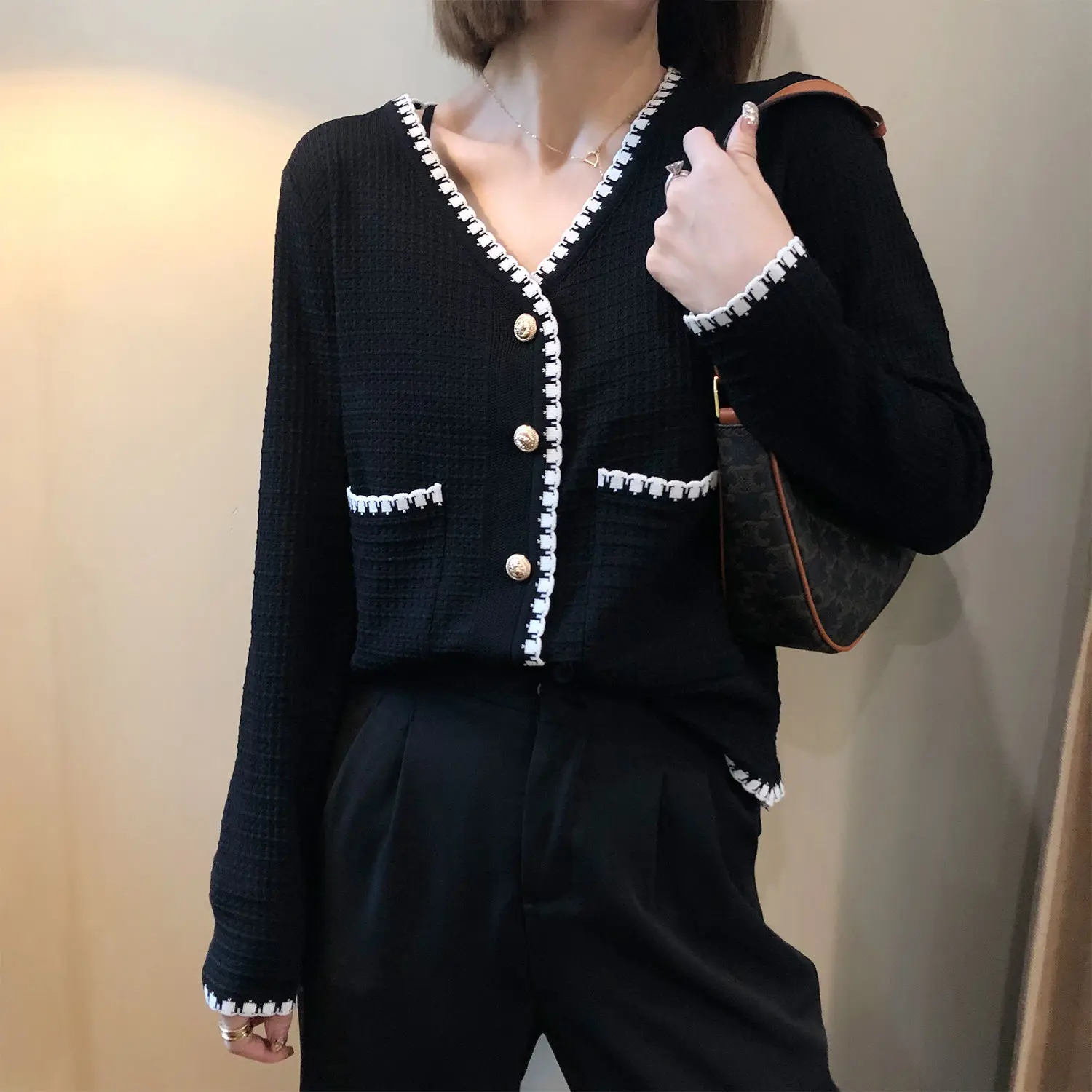 

Xiaoxiangfeng knitting spring and summer women's new coat sweater cardigan with women's large foreign Fashion Top