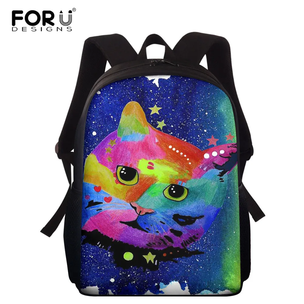 

Школьный ранец FORUDESIGNS для мальчиков-подростков, милая цветная сумка с рисунком кота и животного, удобный дорожный рюкзак для студентов и сту...