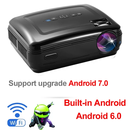 WZATCO CTL60 Android 9,0 wifi 5500 люмен full HD Портативный ТВ светодиодный проектор 1080P 4K видео игры HDMI мультимедийный ЖК-проектор для домашнего кинотеатра - Цвет: CTL60 Android 6 B