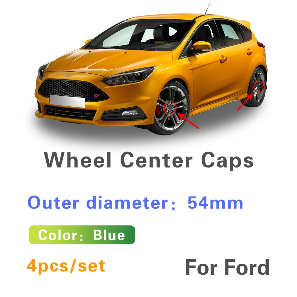 

4 Pcs 54mm Car Wheel Center Hub Cap For Ford Fiesta MK7 Focus 2 3 1 MK2 MK3 Ranger Mondeo 4 3 MK4 Mustang Kuga Fusion Transit