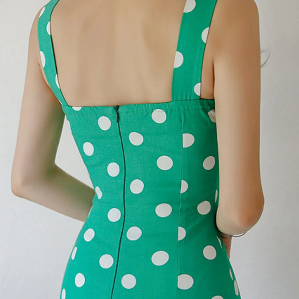 

High Waist Tight Dress 2021 Summer Sexy Nightclub Mini Dress Sleeveless Wave Point Adjustable Shoulder Strap Elegant Party Dress