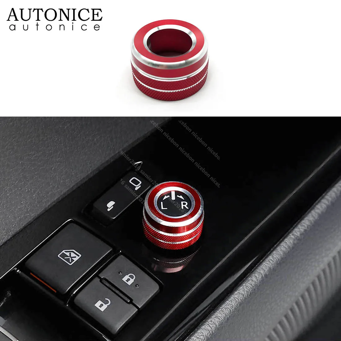 

Red Aluminium Alloy Rearview Mirrors Switch Ring Cover Trim Fit for Camry Corolla RAV4 Highlander C-HR Avalon Sienna