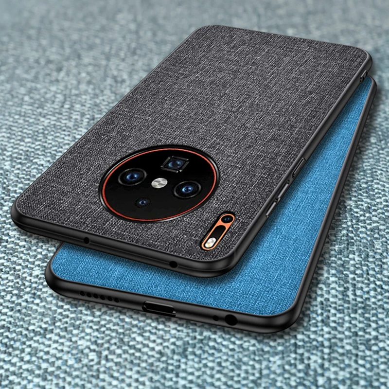 Ikrsses чехол для Huawei Mate 30 Pro роскошный PU жесткий мягкий TPU простой тканевый