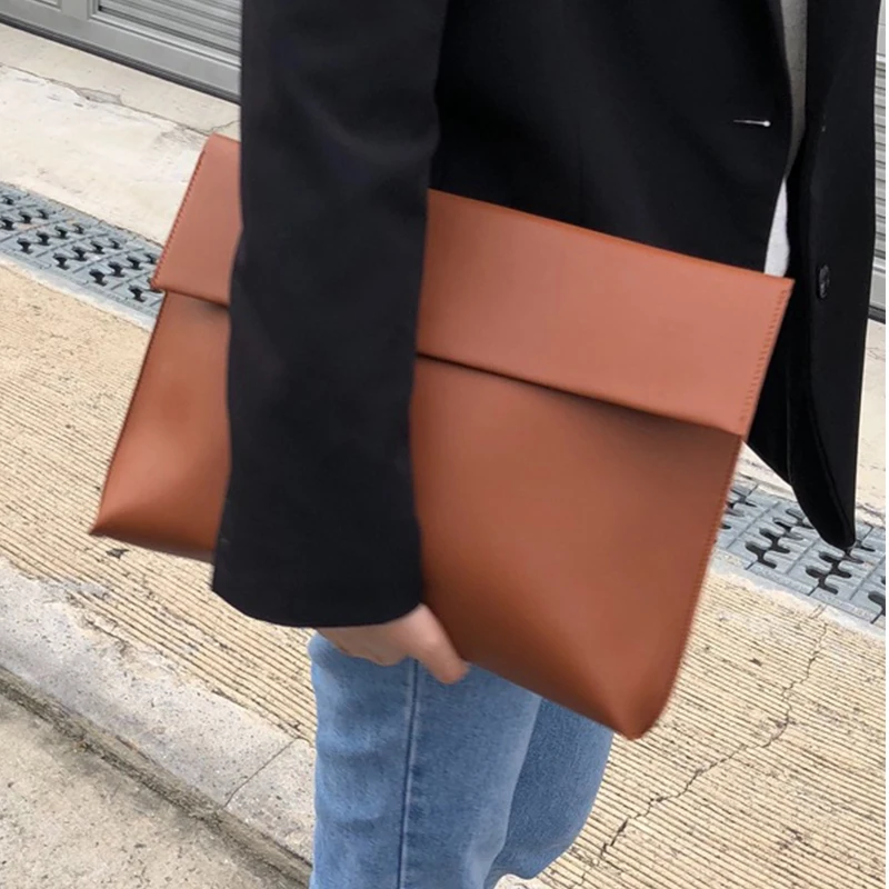 

Vintage Business Women's Briefcase Leather Clutch Handbag Women Totes Shoulder Daily Office Bags for Female Envelope Briefcases