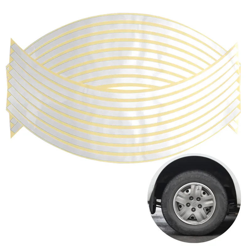 

16Pcs 18inch Strips Brand New High Quality Waterproof Popular Motorcycle Car Rim Stripe Wheel Decal Tape Sticker Lots Reflective