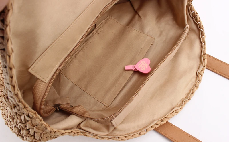 Простая круглая плетеная соломенная сумка ручной работы пляжная для отдыха