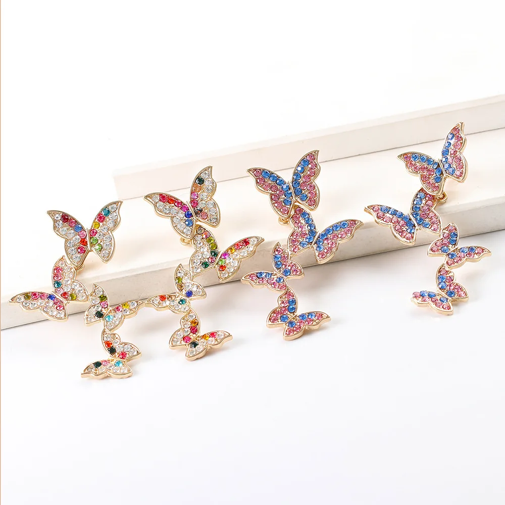 

New Butterfly Insect Rhinestone Earrings for Women Fashion Bohemian Rainbow Color Hot Selling Jewelry Party Gift