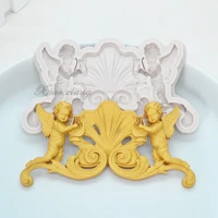 3d angel playing violin silicone cake molds for baking wedding cake decorating tools candy chocolate clay fondant mould fm1920