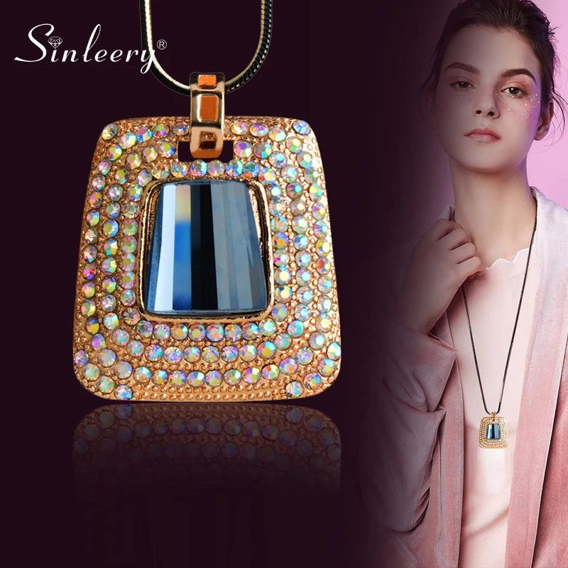 SINLEERY модное квадратное золотое ожерелье с подвеской для женщин серый кубический