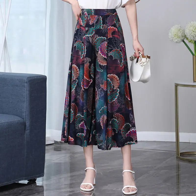 

2021 Summer Plus Size Wide Leg High Waist Pants Women Loose Vintage Bohemian Beach Trousers Casual Pantalones De Mujer Clothing