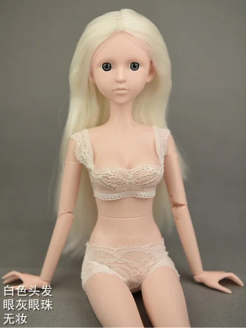 3D реальные глаза Обнаженная 1/4 BJD кукла Синьи/45 см Оригинальная кукла тела с двойным коленом локтевого сустава/для косплея DIY куклы игрушки - Цвет: white hair no makeup