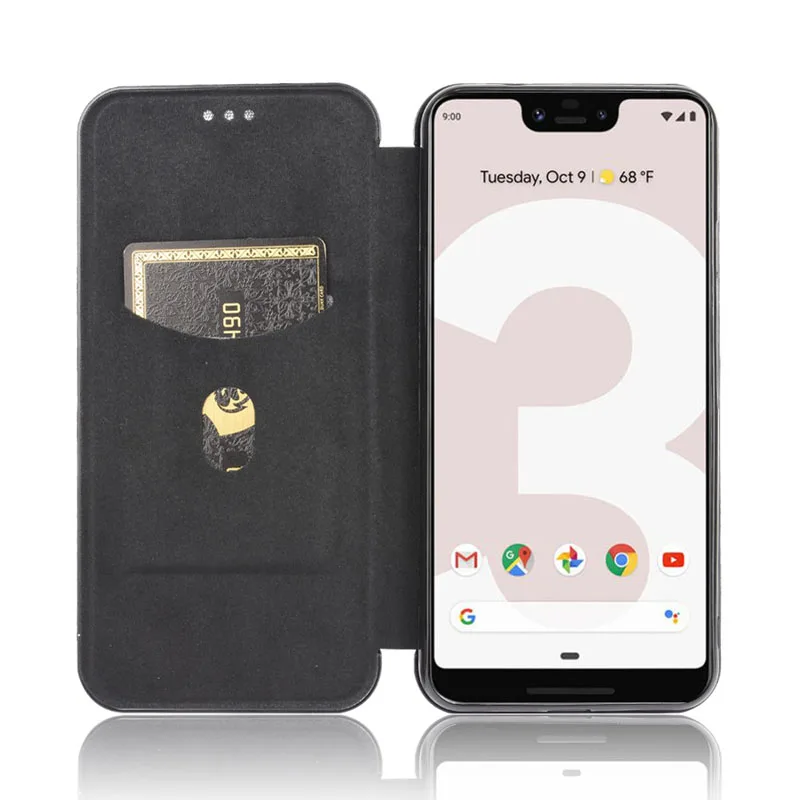 Чехол книжка на магните чехол для Google Pixel 3 4 3A 4A XL Lite 3XL 4XL из углеродного волокна с