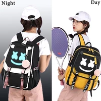 luminous dj man backpacks for students with ornaments back to school bags usb charging travel shoulders backpack for boys