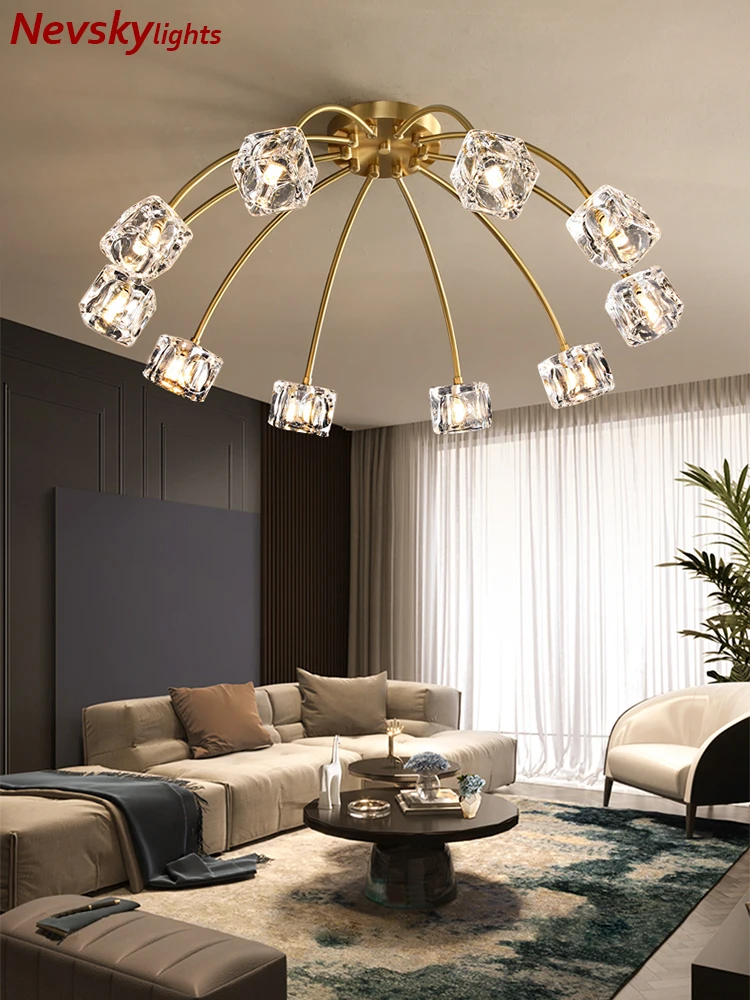 Современная хрустальная потолочная люстра светодиодная на кухню минималистские