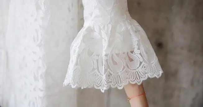 Женские Элегантные белые топы 2020 лето осень Цветочный вязаный кружевной