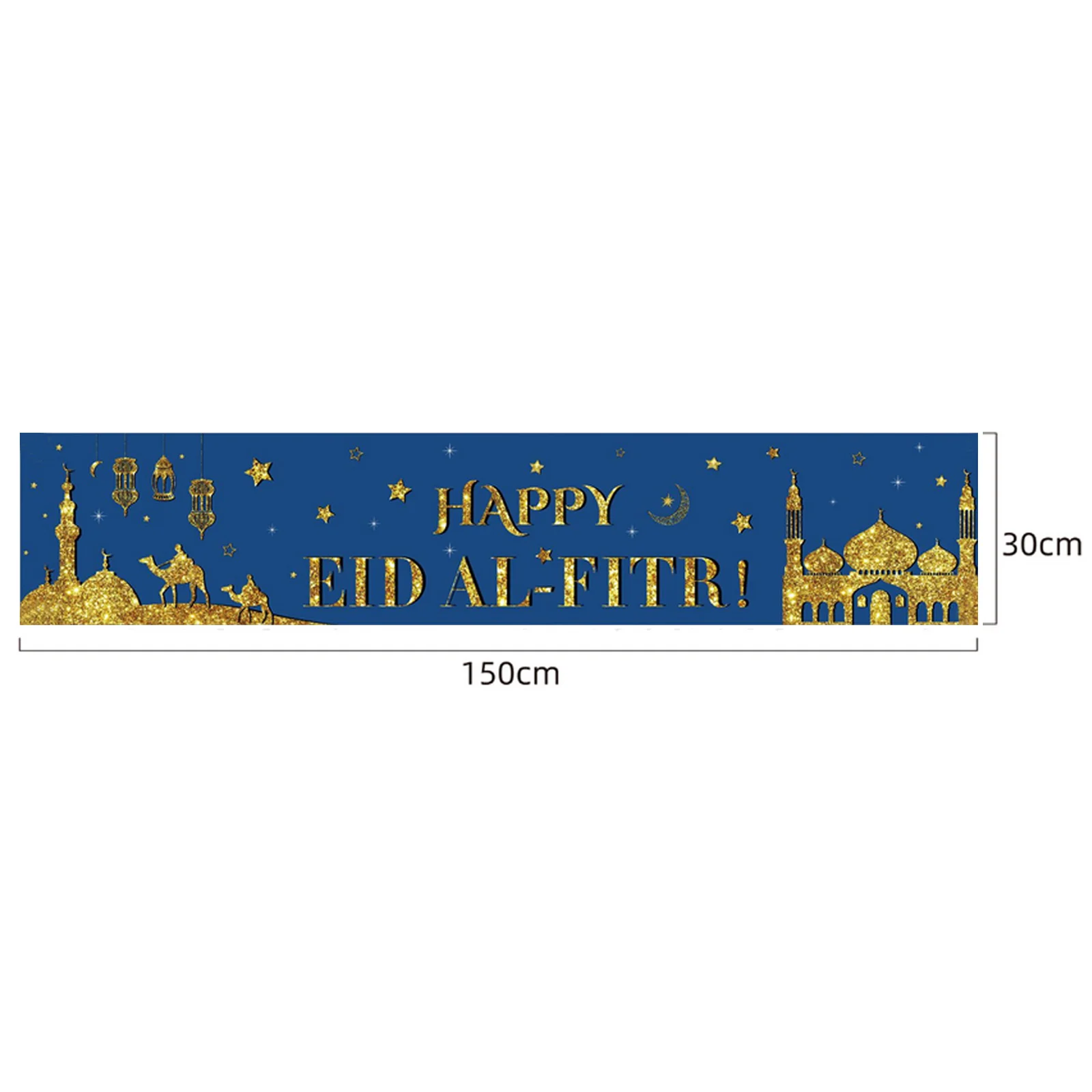 

Happy Eid Al-Fitr Hanging Decorative Banner for Eid Mubarak Ramadan Party Indoor Outdoor Decoration Supplies 12x59in flag