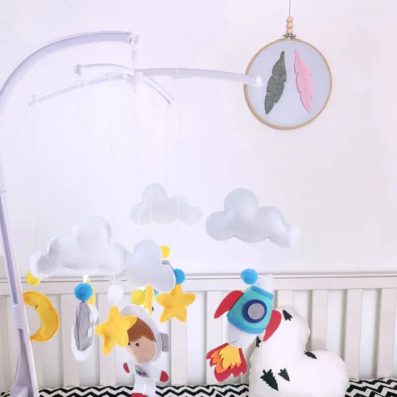 

Комплекты для малышей с рисунком тучки и звезды мобильный погремушки игрушки кровать Колокольчик музыка ветра Детская комната висит декор