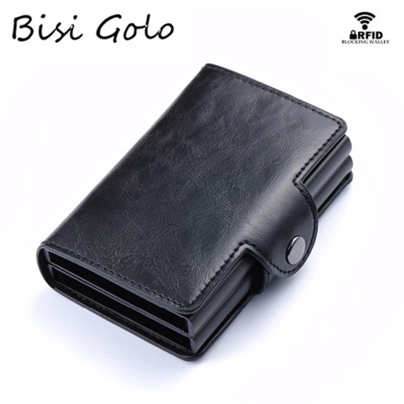 

BISI GORO 2022 Smart Wallet For Men Pop-up RFID Blocking Multifunctional Credit Card Case Women Double Layer Aluminum Box Purse
