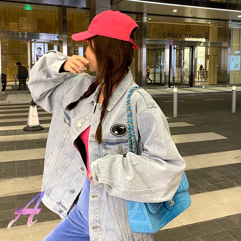 

We11done Jacket Oversize Men's Women's Washed Vintage Old Large Profile Denim Jacket Welldone Classic Round Label Fashion Jacket