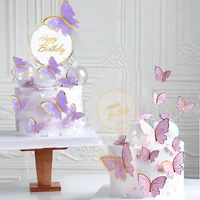 1set happy birthday butterfly cake topper handmade painted wedding birthday party cake baking decoration baby shower supplies