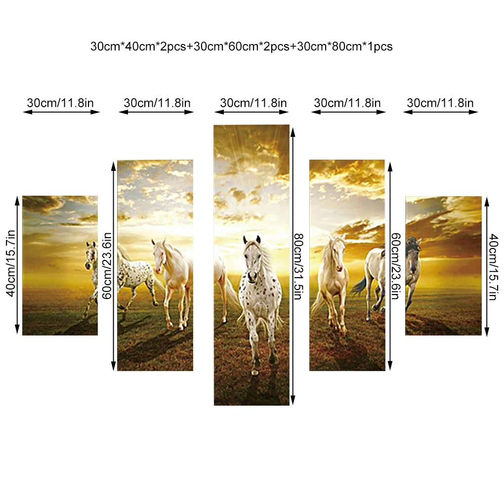

5Pcs Oil Painting of horse animals Wall Art Canvas Picture Abstract Print for Home aesthetic room wall decoration Decor No Frame