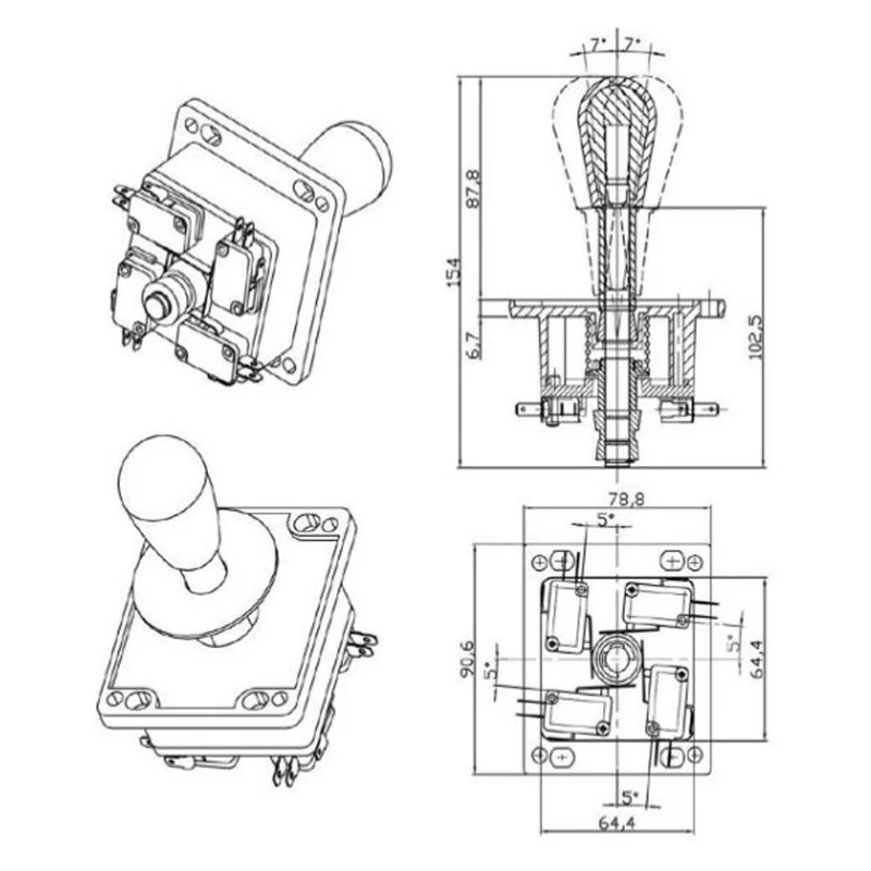 Red Head в испанском стиле 8 джойстик с микровыключатели для аркадная игра машина