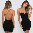 Женское облегающее платье на бретельках, однотонное привлекательное облегающее вечернее платье с лямкой на шее и перекрестной завязкой на спине, лето 242