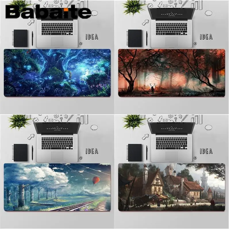 Красивый удобный коврик для мыши Babaite с изображением сказочного города и