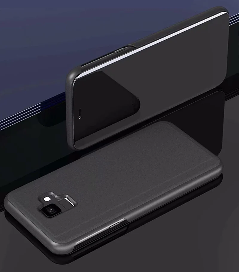 Умный чехол-книжка для Samsung Galaxy S8/S9 Plus M10 M20 A5 A7 J3 J7 J5 J4 J6 J8 A6 A8 J2 Prime зеркальный -