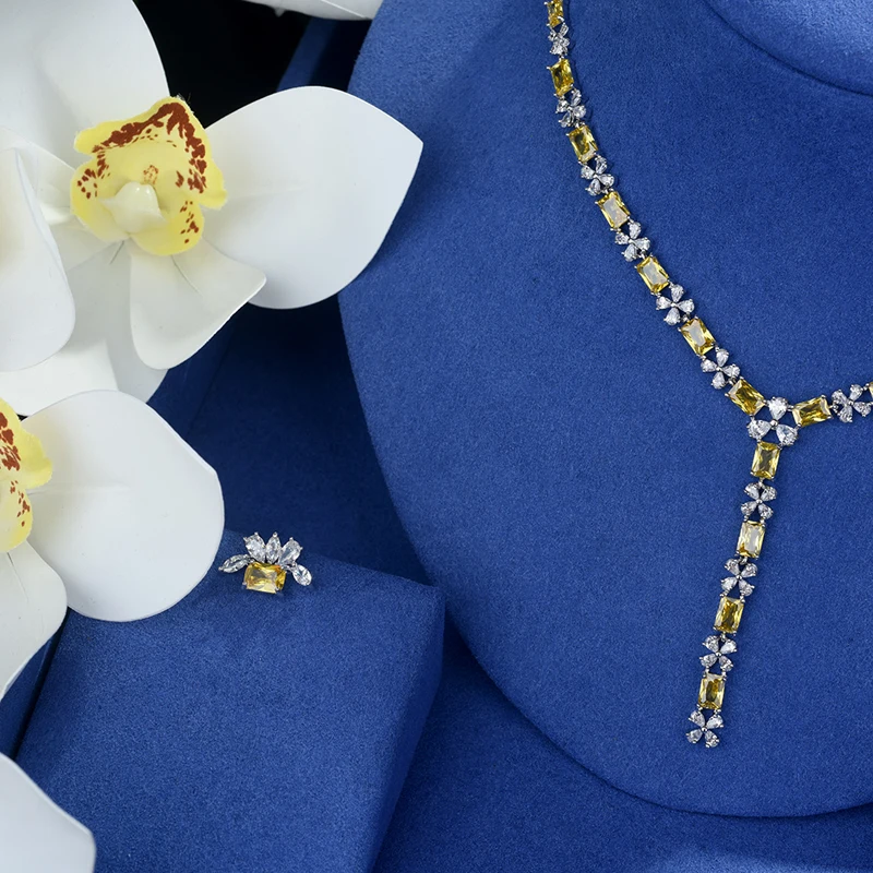 Женский комплект из колье и серёг с фианитом | Украшения аксессуары