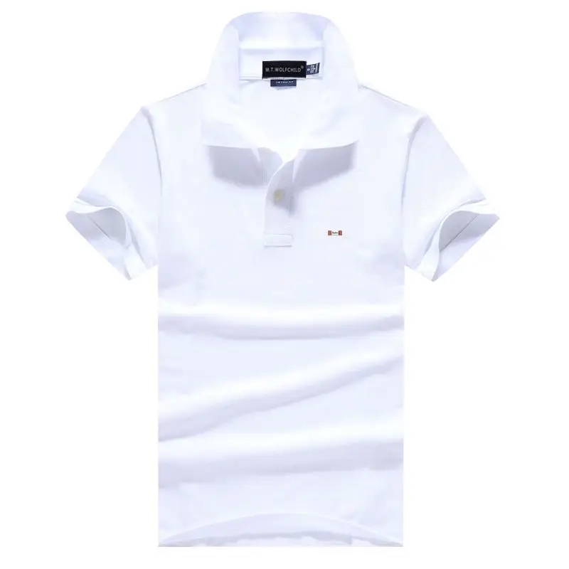 Мужские рубашки поло с коротким рукавом 100% хлопок однотонные модные высокого