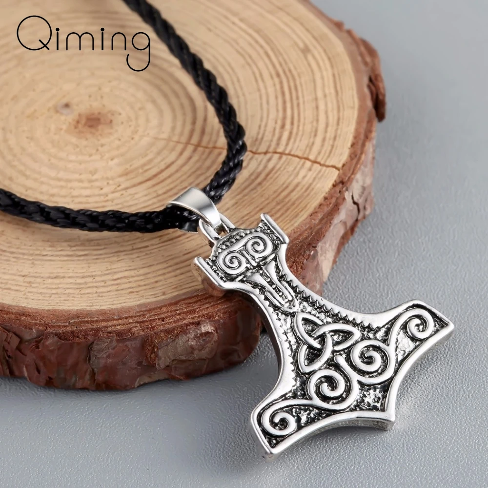 fashion Nordic Vikings Pendant Necklace Women Men Legendary Thor's Hammer Amulet Antique Talisman Norse Jewelry | Украшения и