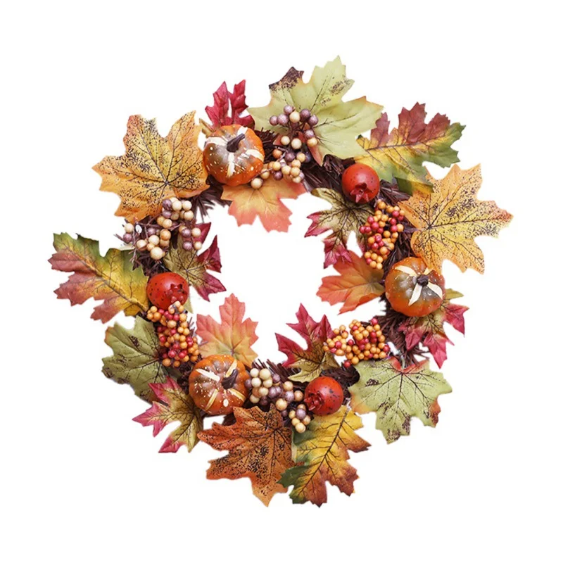 Новая искусственная Тыква кленовые листья венок гирлянда осень Урожай Хэллоуин День благодарения передняя дверь настенный орнамент