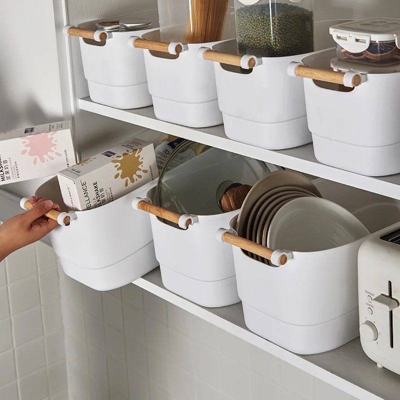 

Kitchen Storage Basket Plastic Portable Dish Bowl Storage Box Home Bathroom Wardrobe Clothing Sundries Sorting Container