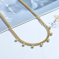 european and american new stainless steel zircon womens necklace ins punk diamond pendant titanium steel chain neck chain