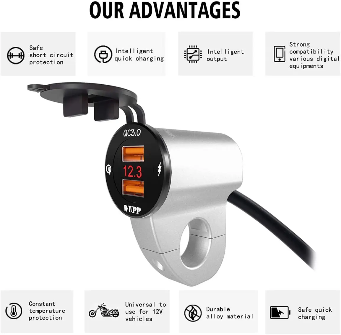 Водонепроницаемый Алюминий из алюминиевого сплава с двумя портами USB Зарядное