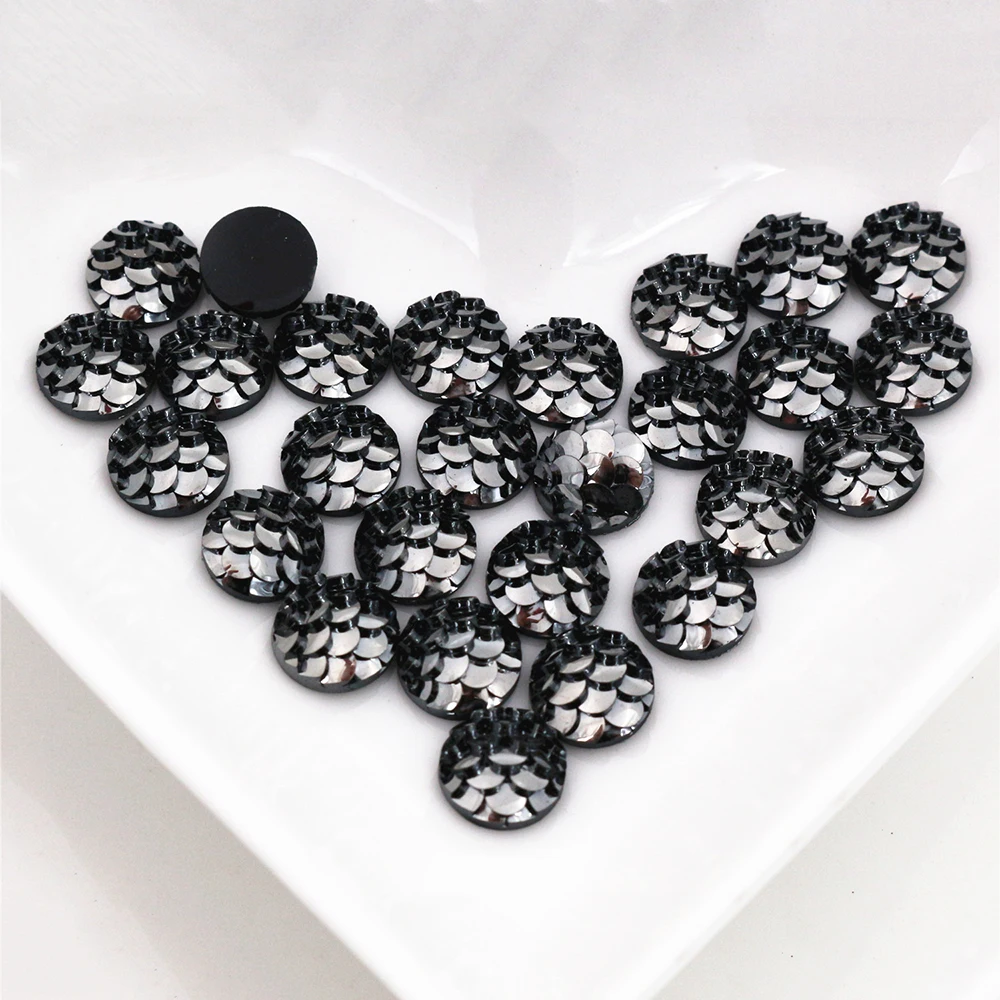 Новая мода 40 шт./лот 8 мм смешанные цвета рыбья чешуя стиль плоская задняя Смола