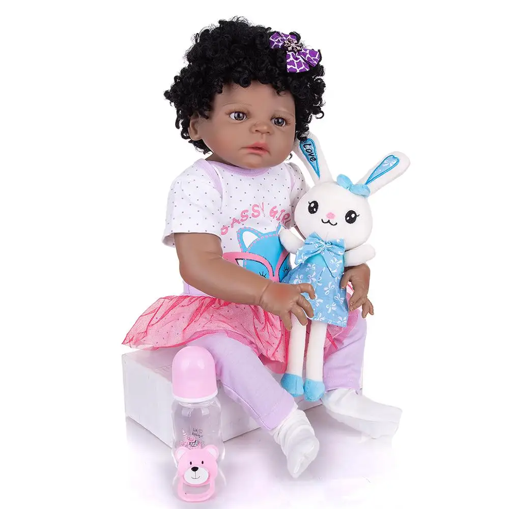 KEIUMI Сделай Сам 23 дюйма Reborn Baby полностью силиконовый тело Кукла Черная кожа с