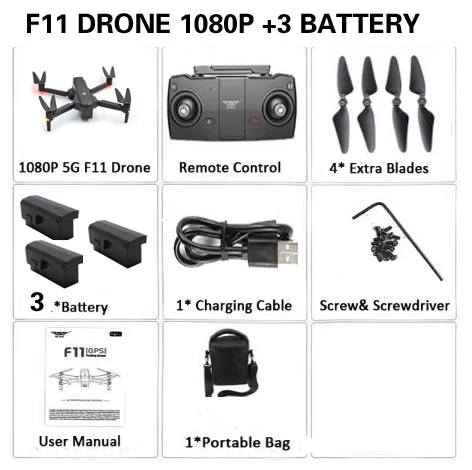 3battery 1080p bag2 SJRC F11 Дрон с GPS с Wi-Fi FPV 1080 P/2 K камера бесщеточный Квадрокоптер 25 минут время полета управление жестами складной Дрон Vs CG033 - Цвет: 3battery 1080p bag2