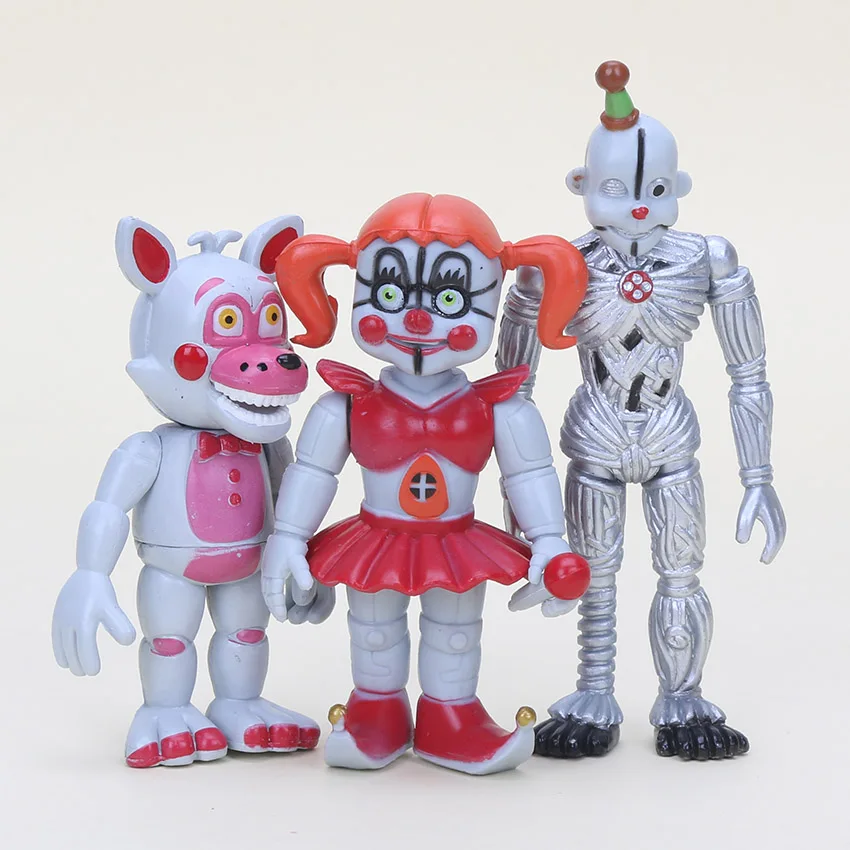 

6Pcs/set 10cm Five Nights At Freddy's figures Sister Location Chica Funtime Foxy Ballora Puppet FNAF PVC Action Figure Toys